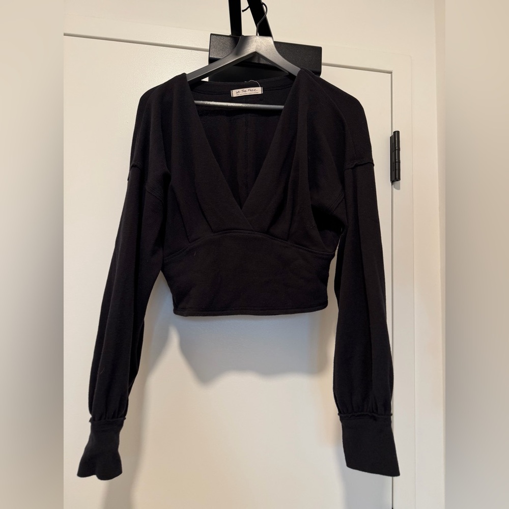 We The Free All Nighter Long Sleeve Surplice Crop Top - Picture 3 of 5